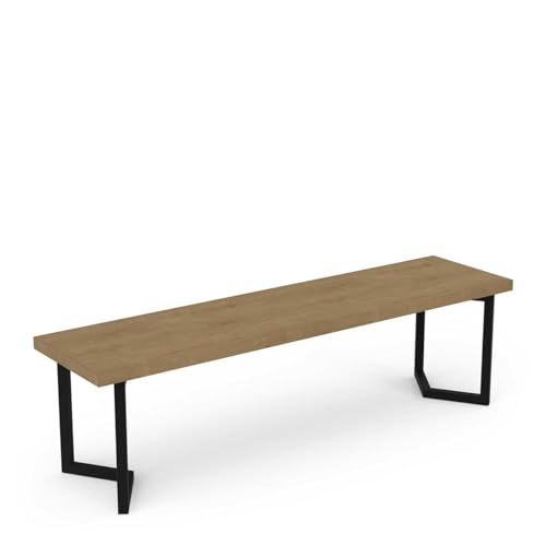Demeyere-Banc-en-Bois-Multifonctionnel-Tendance--Style-Industriel--Coloris-Chene-Hamilton-Finitions-Noir-Mat-158-x-44-x-40-cm-0