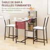 HOMCOM-Ensemble-Table-de-Bar-avec-tabourets-Table-a-Manger-Debout-avec-2-chaises-de-Bar-abattant-Pliant-casiers-a-vin-Porte-Verres-etageres-Ouvertes-et-Repose-Pieds-Effet-marbre-Blanc-0-1 HOMCOM-Ensemble-Table-de-Bar-avec-tabourets-Table-a-Manger-Debout-avec-2-chaises-de-Bar-abattant-Pliant-casiers-a-vin-Porte-Verres-etageres-Ouvertes-et-Repose-Pieds-Effet-marbre-Blanc-0-1