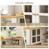 PUGSDRLY-Table-de-Bar-Extensible-avec-Espace-de-RangementTable-Bar-Cuisine-Pivotant-a-3601-Porte-en-Verre-et-2-TiroirsCompartiment-OuvertComptoir-de-Cuisine-0-2