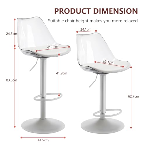 Fiximaster-Lot-de-2-tabourets-de-Bar-Transparents-reglables-en-Hauteur-avec-Dossier-et-Repose-Pieds-Pivotants-Rembourres-a-360-pour-Cuisine-Salle-a-Manger-comptoir-et-Bar-0-0