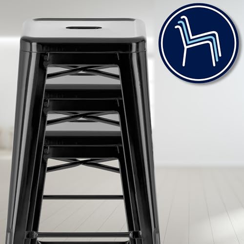 CLP-Lot-de-2-tabourets-de-Bar-Joshua-I-Tabourets-de-Bar-empilables-en-metal-I-Chaises-de-Bar-avec-Repose-Pieds-I-Hauteur-dassise-76-cm-I-Tabourets-empilables-0-2