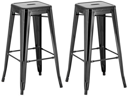 CLP-Lot-de-2-tabourets-de-Bar-Joshua-I-Tabourets-de-Bar-empilables-en-metal-I-Chaises-de-Bar-avec-Repose-Pieds-I-Hauteur-dassise-76-cm-I-Tabourets-empilables-0