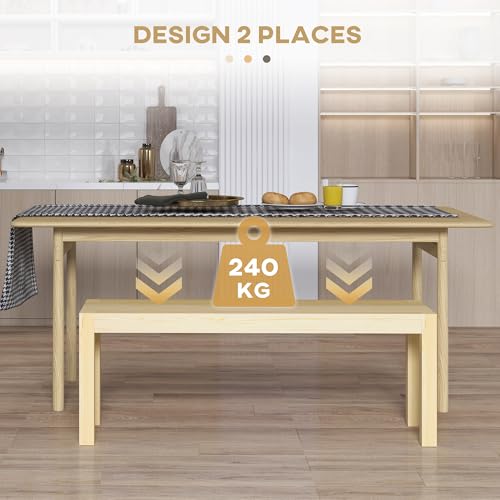 HOMCOM-Banc-de-Cuisine-en-Bois-Massif-Banc-de-Salle-a-Manger-Style-campagnard-pour-Cuisine-Salle-a-Manger-Salon-Bois-Naturel-0-2