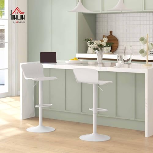 HOMCOM-Lot-de-2-tabourets-de-Bar-chaises-de-Bar-reglable-en-Hauteur-avec-Assise-pivotant-en-Plastique-Dossier-et-Repose-Pieds-Chaise-Haute-Cuisine-Salle-a-Manger-comptoir-0-0