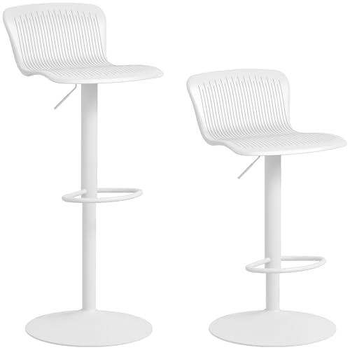 HOMCOM-Lot-de-2-tabourets-de-Bar-chaises-de-Bar-reglable-en-Hauteur-avec-Assise-pivotant-en-Plastique-Dossier-et-Repose-Pieds-Chaise-Haute-Cuisine-Salle-a-Manger-comptoir-0
