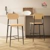 HOMCOM-Lot-de-2-tabourets-de-Bar-chaises-de-Bar-tabourets-de-Cuisine-Hauts-65H-cm-avec-Dossier-Structure-en-Acier-Effet-Bois-Naturel-0-0