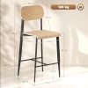 HOMCOM-Lot-de-2-tabourets-de-Bar-chaises-de-Bar-tabourets-de-Cuisine-Hauts-65H-cm-avec-Dossier-Structure-en-Acier-Effet-Bois-Naturel-0-1