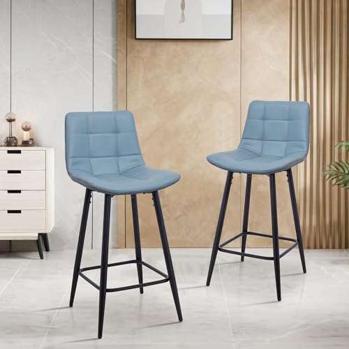 Lot-de-2-Tabourets-de-Bar-Chaises-Hautes-Revetement-en-PU-avec-Dossier-et-Repose-Pieds-Cadre-en-Metal-pour-Bar-Bistro-43-cm-L-x-34-cm-l-x-97-cm-H-0-1