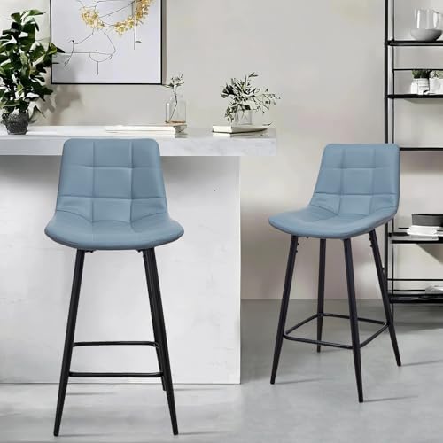 Lot-de-2-Tabourets-de-Bar-Chaises-Hautes-Revetement-en-PU-avec-Dossier-et-Repose-Pieds-Cadre-en-Metal-pour-Bar-Bistro-43-cm-L-x-34-cm-l-x-97-cm-H-0-2