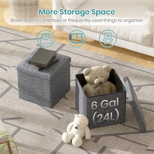 OakTea-Pouf-Coffre-de-Rangement-Tabouret-de-Rangement-Pliant-Repose-Pieds-Pouf-de-Pliable-Cube-avec-Couvercle-Amovible-pour-Salon-Chambre-0-2