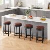 Salutmeuble-Lot-de-24-tabourets-de-Bar-pivotants-Hauteur-comptoir-62-cm-avec-Coussin-en-Similicuir-rembourre-Tabouret-de-Bar-Rond-sans-Dossier-avec-Cadre-en-metal-NoirMarron-0-0