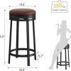 Salutmeuble-Lot-de-24-tabourets-de-Bar-pivotants-Hauteur-comptoir-62-cm-avec-Coussin-en-Similicuir-rembourre-Tabouret-de-Bar-Rond-sans-Dossier-avec-Cadre-en-metal-NoirMarron-0-1