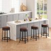 Salutmeuble-Lot-de-24-tabourets-de-Bar-pivotants-Hauteur-comptoir-62-cm-avec-Coussin-en-Similicuir-rembourre-Tabouret-de-Bar-Rond-sans-Dossier-avec-Cadre-en-metal-NoirMarron-0-2