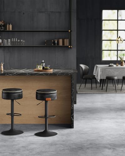 VASAGLE-EKHO-Collection-Tabouret-de-Bar-Pivotant-a-360-Hauteur-Reglable-avec-Rangement-PU-avec-Coutures-Style-Moderne-Mi-siecle-pour-Cuisine-Bar-Montage-Facile-0-0