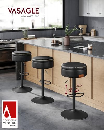 VASAGLE-EKHO-Collection-Tabouret-de-Bar-Pivotant-a-360-Hauteur-Reglable-avec-Rangement-PU-avec-Coutures-Style-Moderne-Mi-siecle-pour-Cuisine-Bar-Montage-Facile-0-2