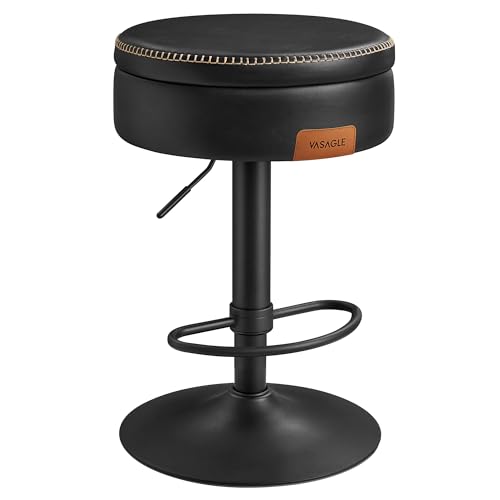 VASAGLE-EKHO-Collection-Tabouret-de-Bar-Pivotant-a-360-Hauteur-Reglable-avec-Rangement-PU-avec-Coutures-Style-Moderne-Mi-siecle-pour-Cuisine-Bar-Montage-Facile-0