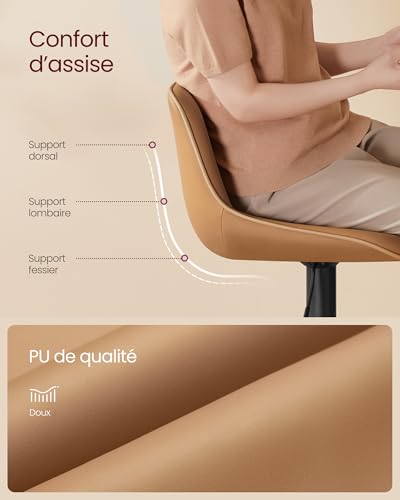 VASAGLE-Lot-de-2-Tabourets-de-Bar-Pivotants-Reglables-en-Hauteur-Dossier-Ergonomique-Base-Metallique-Modernes-pour-Ilot-de-Cuisine-Bar-0-2