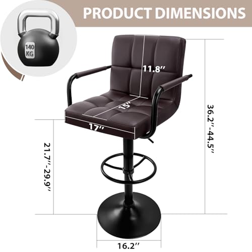 WoRaum-2-Tabourets-de-Bar-Elegants-et-Confrotables-Hauteur-Reglable-Pivotants-360-avec-Dossier-et-Accoudoirs-Ideals-pour-Votre-Ilot-Cuisine-Salle-a-Manger-ou-Bar-Moderne-0-0