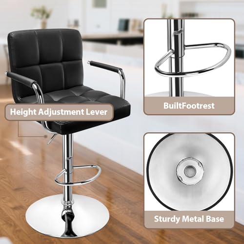 WoRaum-Tabourets-de-Bar-2-Pieces-Design-Elegant-et-Confortable-Hauteur-ReglableRotation-360Dossier-et-Accoudoirs-Ideal-pour-Ilot-de-Cuisine-Salle-a-Manger-ou-Bar-Moderne-0-1