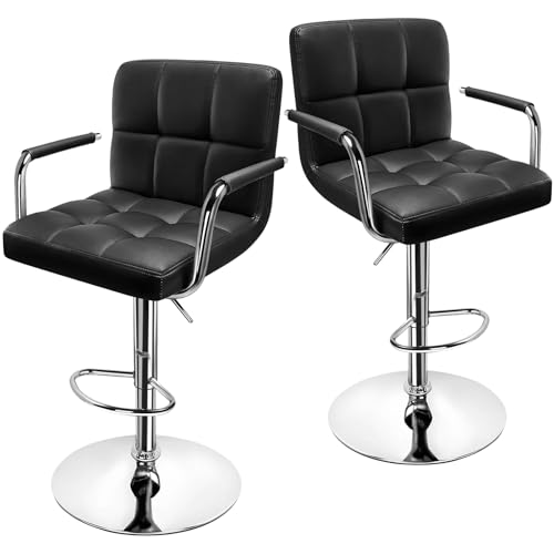 WoRaum-Tabourets-de-Bar-2-Pieces-Design-Elegant-et-Confortable-Hauteur-ReglableRotation-360Dossier-et-Accoudoirs-Ideal-pour-Ilot-de-Cuisine-Salle-a-Manger-ou-Bar-Moderne-0