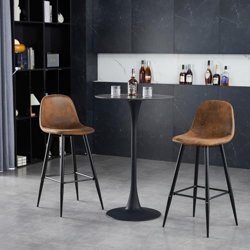 MEUBLE-COSY-Lot-de-2-Tabouret-de-Bar-Retro-Vintage-avec-Dossier-et-Repose-Pieds-Sieges-Rembourres-Style-Industriel-Chaises-Hautes-en-suedine-Marron-49x425x1035cm-0-0