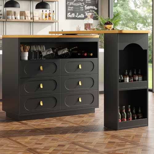Seyakany-Table-de-Bar-rotative-a-360Table-Haute-138-x-39-x-102-cmcomptoir-de-Salle-a-Manger-Rotatif-avec-Espace-de-Rangement-et-etageres-lateralesTable-de-Cuisine-0-2