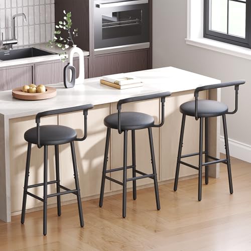 YATINEY-Tabourets-de-Bar-Lot-de-2-Chaises-de-Bar-Haute-de-32-cm-avec-siege-en-PU-rembourre-et-Repose-Pieds-Chaises-de-Cuisine-industrielles-pour-Cuisine-Bistro-cafe-Noir-XBY03L2BB-0-0
