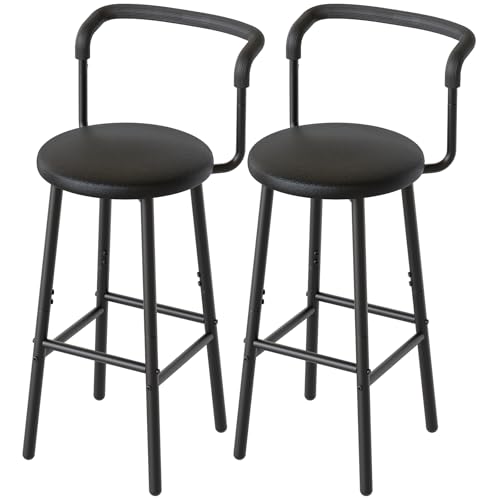 YATINEY-Tabourets-de-Bar-Lot-de-2-Chaises-de-Bar-Haute-de-32-cm-avec-siege-en-PU-rembourre-et-Repose-Pieds-Chaises-de-Cuisine-industrielles-pour-Cuisine-Bistro-cafe-Noir-XBY03L2BB-0